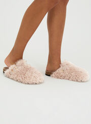 Teddy fleece clog mule slippers